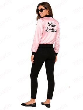 Grease Pink Ladies Satin Bomber Jacket Approx Women’s Medium Costume
